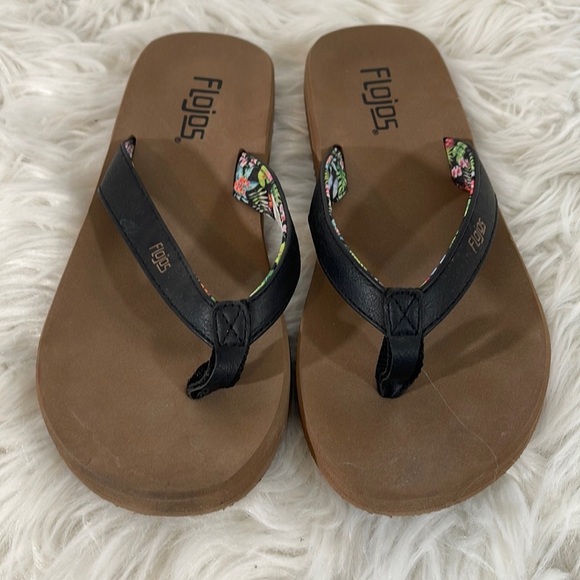 Flojos Ladies' Brown & Black Flip Flop Lightweight Thong Sandals Size 6 - Picture 2 of 10